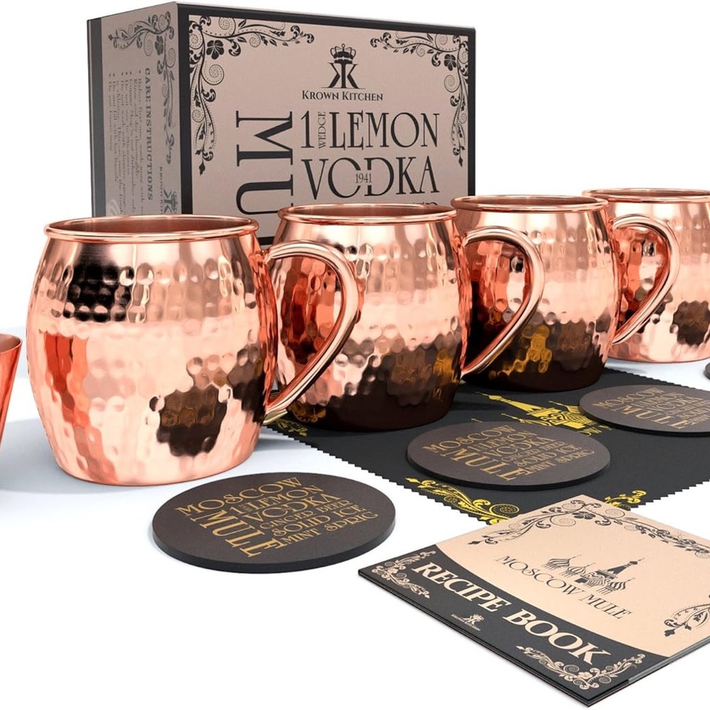 Advanced Mixology Copper Mugs Set of 4_100% Solid Copper_NWOT